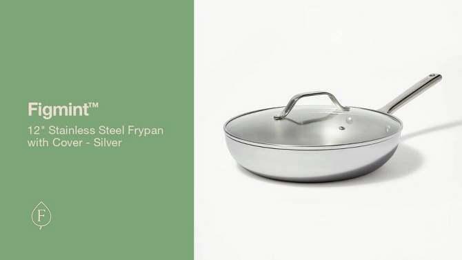 12&#34; Stainless Steel Frypan with Cover Silver - Figmint&#8482;, 2 of 10, play video