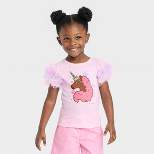 Toddler Girls' Afro Unicorn Solid T-Shirt - Pink 18M