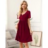Coolmee Womens Maternity Dress Short Sleeve Midi Summer Dresses Nursing Casual Solid Color Button Down Breastfeeding Dress Clothes - 2 of 4