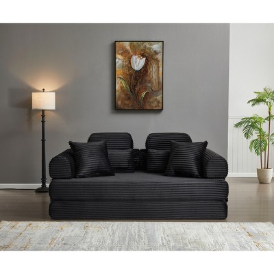TiramisuBest Floor Couch, Convertible Floor Sofa Bed with Pillow, Chenille Fabric Compression Futon Couch Sleeper for Living & Bedroom, Gray
