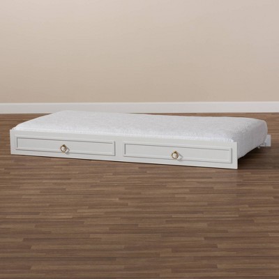 Mariana White Wood Twin Trundle Bed with Drawer