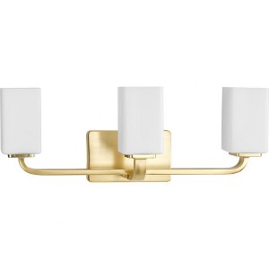Progress Lighting Cowan 3-Light Wall Light, Satin Brass, Etched Opal Glass Shade - 1 of 1