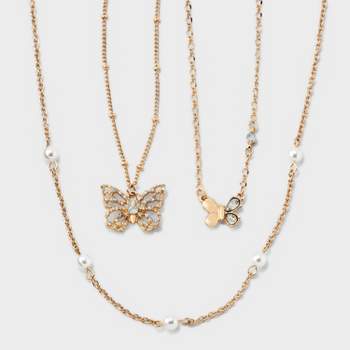 Girls' 3pk Butterfly Necklace Set - art class™