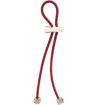 Pulleez Plus 11 inch Gold Knot Metal Charms on a Burgundy Elastic Hair Tie, 1 each