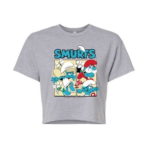Women's - Smurfs - Grid Cropped Graphic T-Shirt - 1 of 4