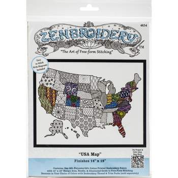 Design Works/Zenbroidery Stamped Embroidery Kit 14"X18"-Usa Map