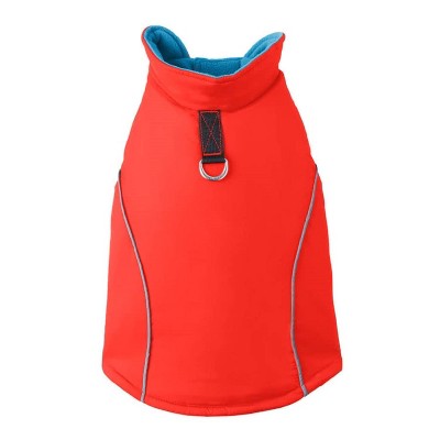 Gooby Sports Vest, Fleece Lined Small Dog Cold Weather Jacket Coat Sweater with Reflective Lining, Orange, Large