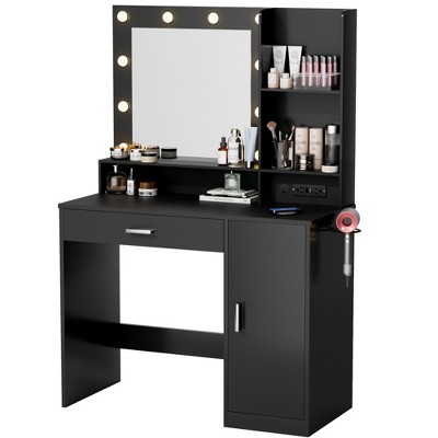 LACOO 39" Vanity Table with Cabinet and Power Outlet