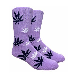 Leaf Patterned Socks (Men's Sizes Adult Large) - Lavender from the Sock Panda - 1 of 3