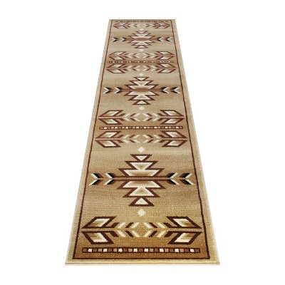 Emma and Oliver Olefin Accent Rug with Southwestern Geometric Arrow Design and Natural Jute Backing