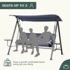 3-Seater Outdoor Patio Steel Porch Swing with Adjustable Canopy, Cushions, Lumbar Pillows, Side Tables & Wicker Backrest - 2 of 4