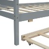 CAVINAS Twin Size Bed House-Shaped Modern Pine Bed Frame with Trundle for Bedroom - 3 of 4