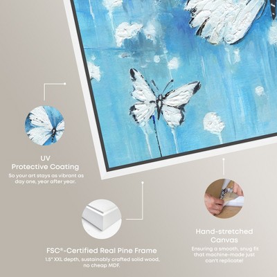 Textured Blue Butterflies Canvas Print with White Frame, 13" x 13"