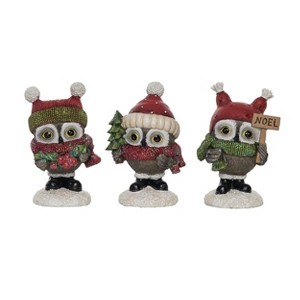 Transpac Resin Sweet Holiday Owls Set of 3 Christmas Home Decorations - 1 of 1
