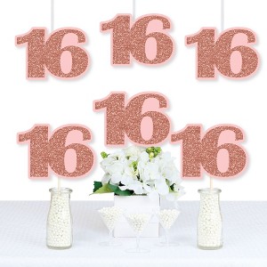 Big Dot of Happiness 16th Pink Rose Gold Birthday - Decorations DIY Happy Birthday Party Essentials - Set of 20 - 1 of 4