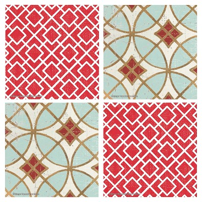 Thirstystone Red Lattice & Garden Tile 4 Piece Occasions Coaster Set