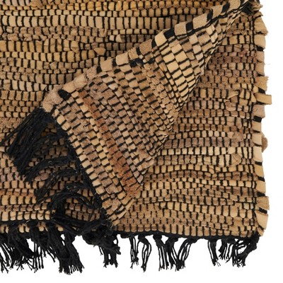 Black and Natural Striped Chindi Table Runner