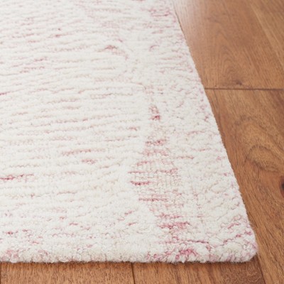 6' Square Pink and Ivory Hand-Tufted Wool Area Rug