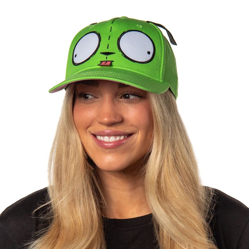 Nickelodeon Invader Zim Adult Gir Face with Ears Snapback Hat for Men and Women Green, 2 of 8