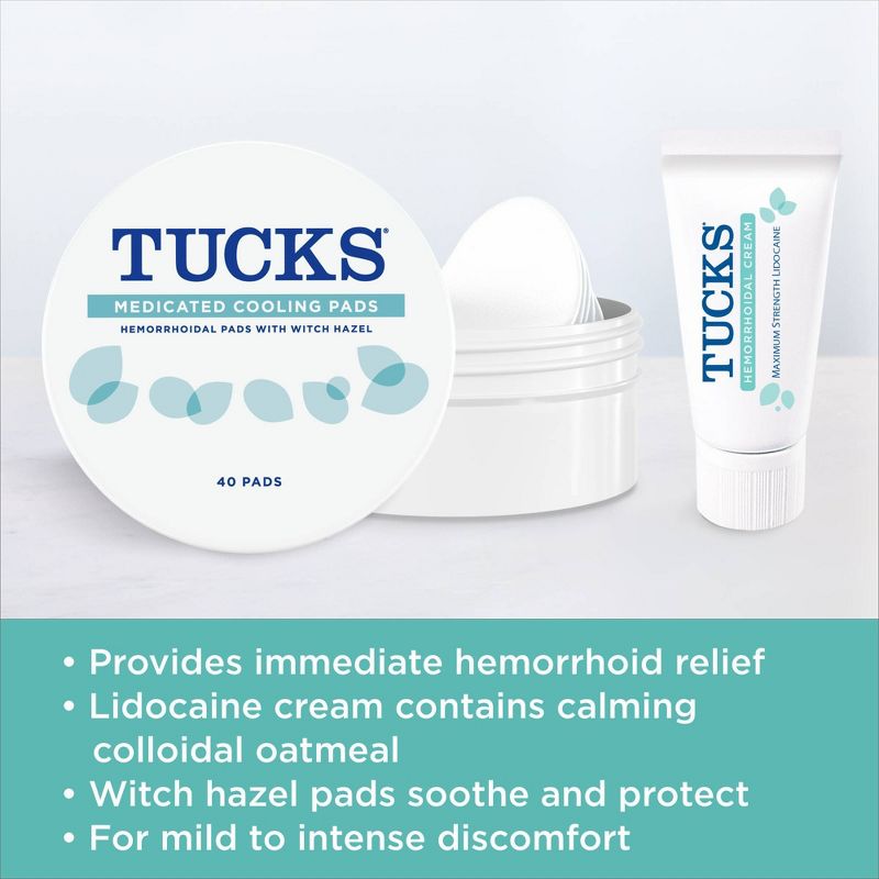Tucks Multi-Care Relief Kit Witch Hazel Pads - 40ct &#38; Lidocaine Cream - 0.5oz, 6 of 9