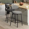 WestinTrends Alexandria Modern Upholstered Faux Shearling Fabric Counter Height Bar Stools with Back (Set of 2), Light Gray - 2 of 4