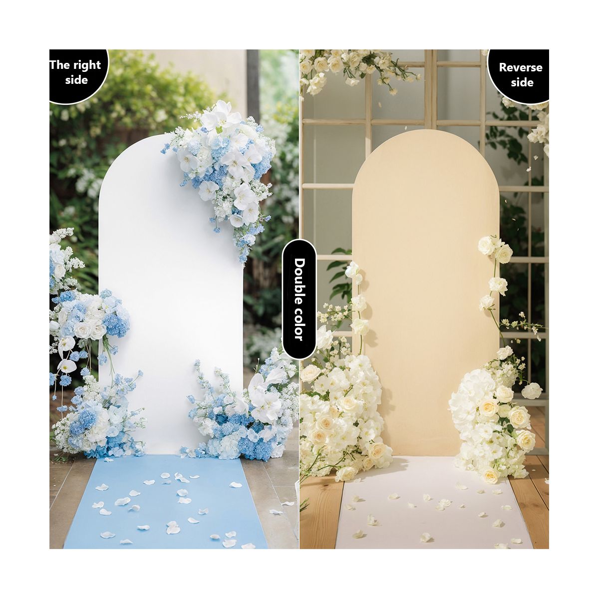 6.6ft Wedding Arch Cover Dual-Sided Color Round Top Arch Backdrop Stands with Zipper Elastic Backdrop Cover for Birthday Party Ceremony Banquet Decor - thumbnail 6