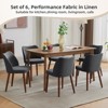 Set of 2 Modern Dining Chairs, Linen Upholstered, Wood Legs - 3 of 4