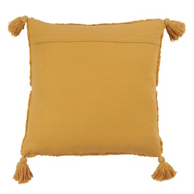 Mustard Cotton Tufted Diamond Tassel Pillow Cover