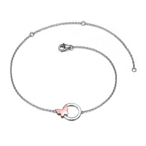 Guili Sterling Silver 18K Rose Gold Plated Infinity Circle Butterfly Charm Anklet, a Chic & Meaningful Jewelry Gift with an Adjustable Fit - 1 of 2