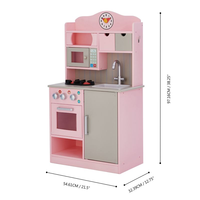 Teamson Kids Little Chef Florence Classic Interactive Wooden Play Kitchen, Pink, 5 of 14