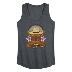 Women's - Instant Message - Raised On 90's Country Graphic Racerback Tank - 1 of 4