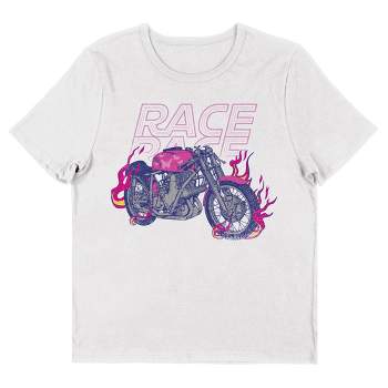 Butterfly Flame Motorcycle Women's White Short Sleeve Crew Neck Cropped Tee