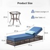 Buenhomino Patio Lounge Chair Set - Outdoor Wicker Chaise Lounge with Adjustable Backrest & Side Table, 5-inch Thick Cushion for Backyard, Poolside - 3 of 4