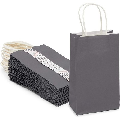 Sparkle and Bash 25-Pack Small Gift Bags with Handles, Grey (5 x 9 x 3 in)