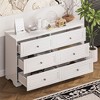 3-Pieces Bedroom Dresser Night Stand Set, 6-Drawer Dresser and 2 Nightstands with Metal Handles, Elegant Design and Retro Style,White - 4 of 4