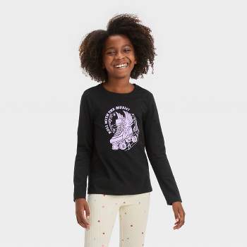 Girls' Long Sleeve 'Roller Skate' Graphic T-Shirt - Cat & Jack™ Black