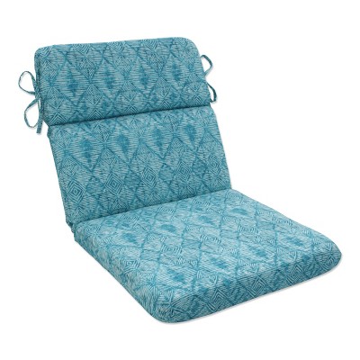 18.5" x 15.5" Outdoor/Indoor Rounded Chair Pad Nesco Caribe Blue - Pillow Perfect