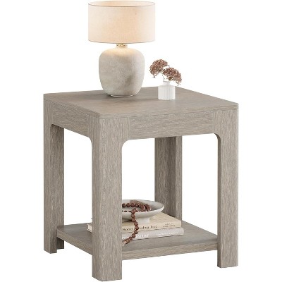 Tribesigns 2-Tier Square End Table, Farmhouse Wooden Side Table with Storage Shelf