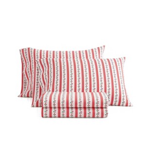 Martha Stewart Twin Rose Ribbon Twin Sheet Set Red - 1 of 4