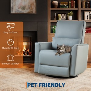 360° Swivel Rocker Glider Recliner Chair, PU Leather Upholstered with Padded Armrest and Deep Seat, Reclining Sofa for Living Room, Bedroom, Nursery - 1 of 4