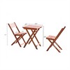 SKRAN Outdoor Balcony Wooden Bistro Set, 3 Piece Eucalyptus Foldable Patio Set for Patio, Garden and Outdoor Use (Red Brown) - 3 of 4
