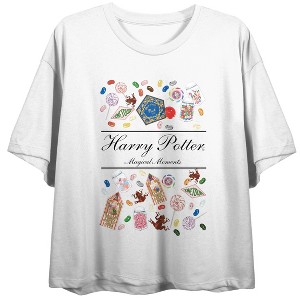 Harry Potter Magical Moments Crew Neck Short Sleeve Women's White Crop T-shirt - 1 of 3