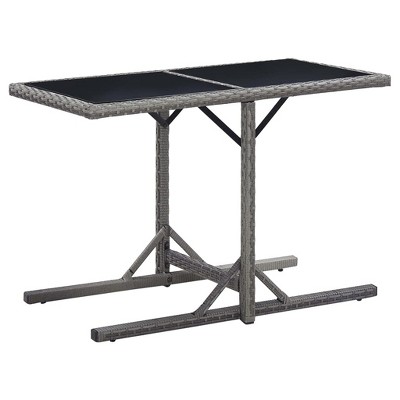 vidaXL Patio Table, Anthracite 43.3"x20.9"x28.3" Glass and Poly Rattan