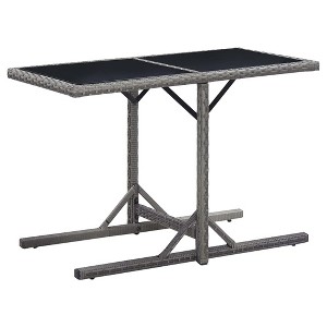 vidaXL Patio Table, Anthracite 43.3"x20.9"x28.3" Glass and Poly Rattan - 1 of 4