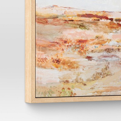 16&#34; x 20&#34; Warm Colors Landscape Framed Canvas Natural - Threshold&#8482;