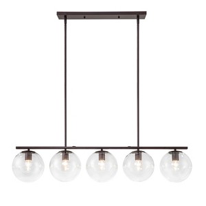 LLHZSY 5 - Light 44" Large Globe Chandelier Kitchen Island Linear Pendant Light for Dining Room - Clear Glass - Oil Rubbed Bronze - 1 of 4