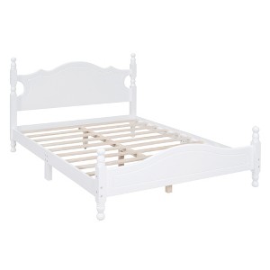 KWPZQEB Queen/Full Size Retro Platform Bed, Mid-Century Modern Bed Frame with Headboard & Wooden Slat Support, No Box Spring Needed, Easy Assembly - 1 of 4