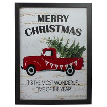 Northlight 16" Lighted Red and Green Merry Christmas Canvas Wall Art