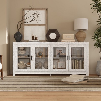 Famapy Sophisticated White Accent Cabinet Storage Cabinet: Elegant Storage with Rich Wood Grain Finish