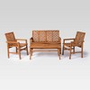 4pc Slatted Chevron Acacia Wood Patio Chat Set - Saracina Home - 3 of 4